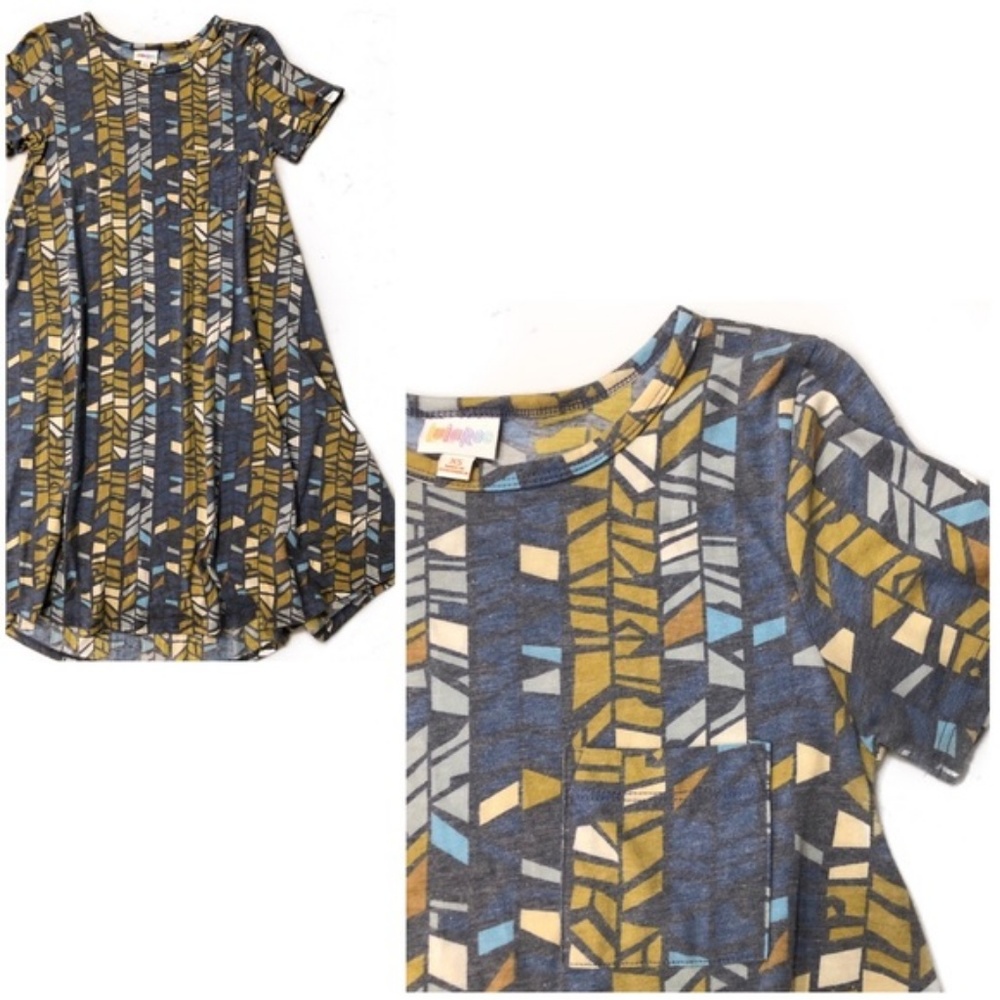 LuLaRoe Carly Abstract Geo Swing Midi Dress Artsy Boho XS